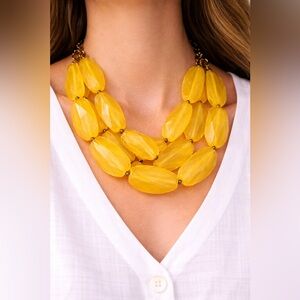 Yellow Statement Necklace | Multi Strand | Resort Vacation Style